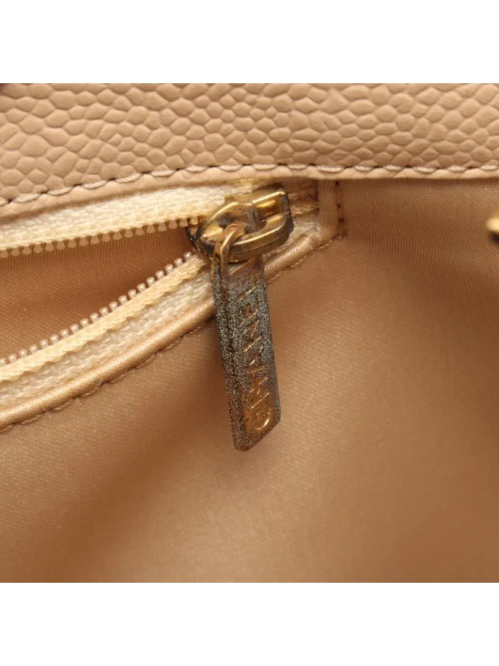 Chanel Tote Quilted Grand Shopping GST Beige Caviar Leather Chain